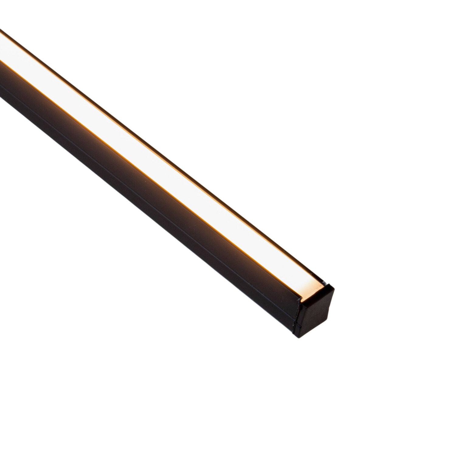 Perfil alumínio SOBREPOR FILLET PRETO difusor leitoso