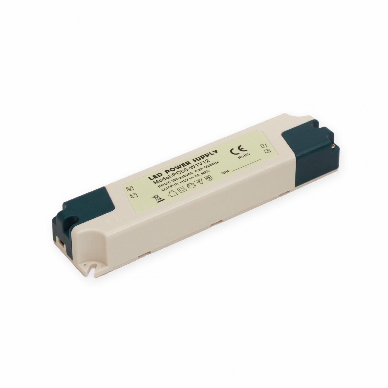Fonte de alimentação 12V 60W Plástico Slim